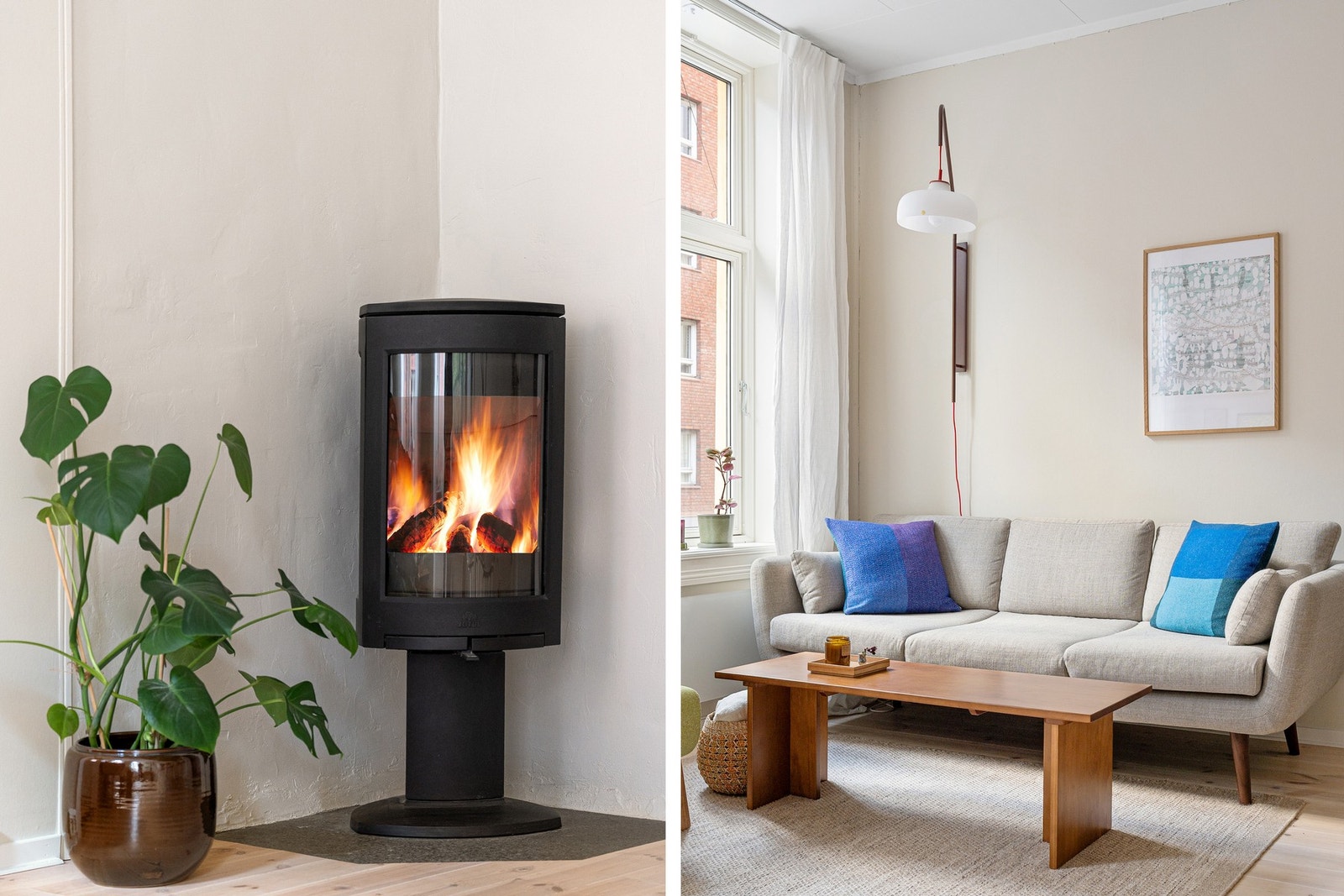 Moderne peisinnsats som setter stemningen i de kjøligere sesongene. Galleribilde