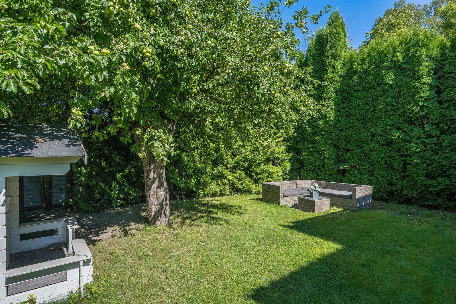 Nydelige uteplasser med pent opparbeidet gressplen. Galleribilde