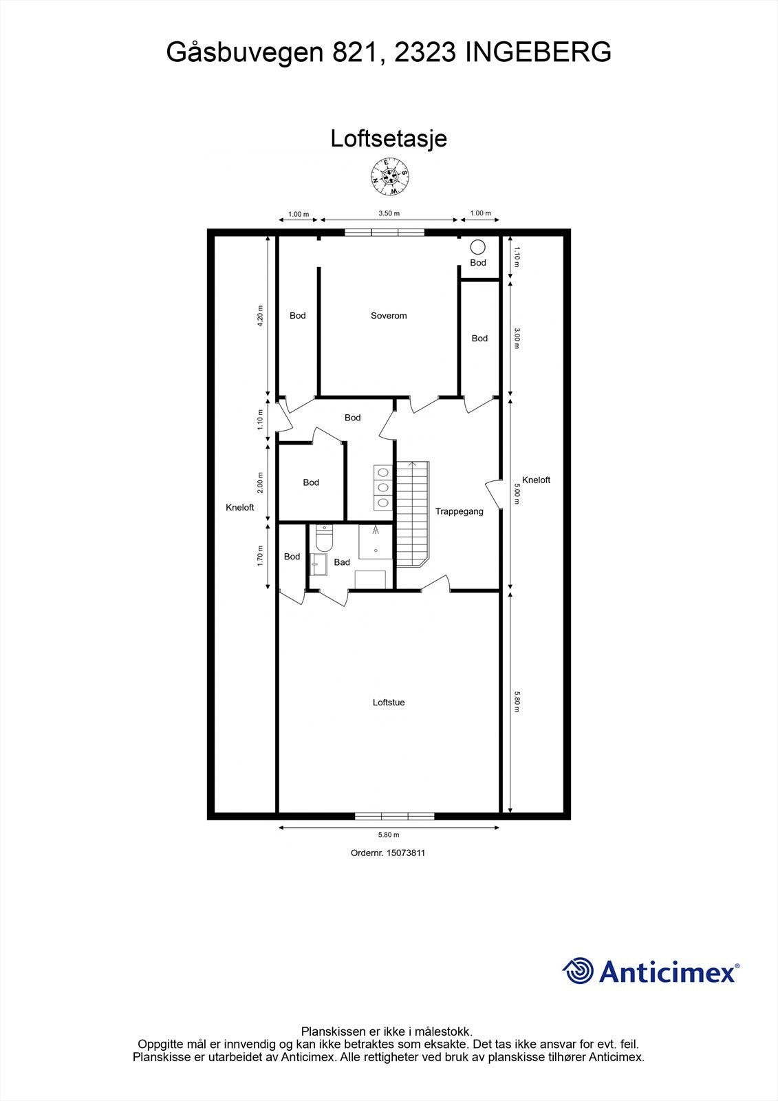 Plantegning loftsetasje. Galleribilde