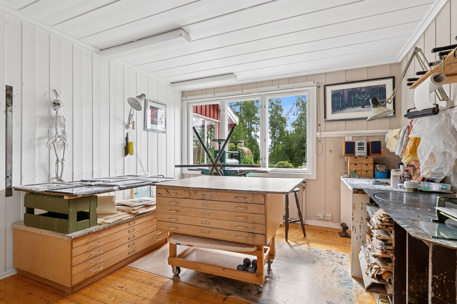 Rom i 1. etasje som i dag benyttes som arbeidsrom. Galleribilde