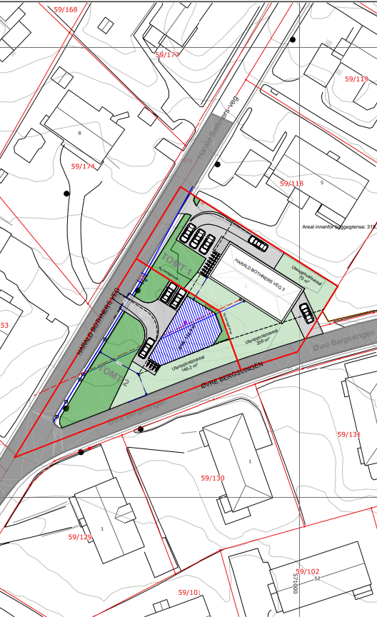 Illustrasjon av fradeling av tomt. Galleribilde