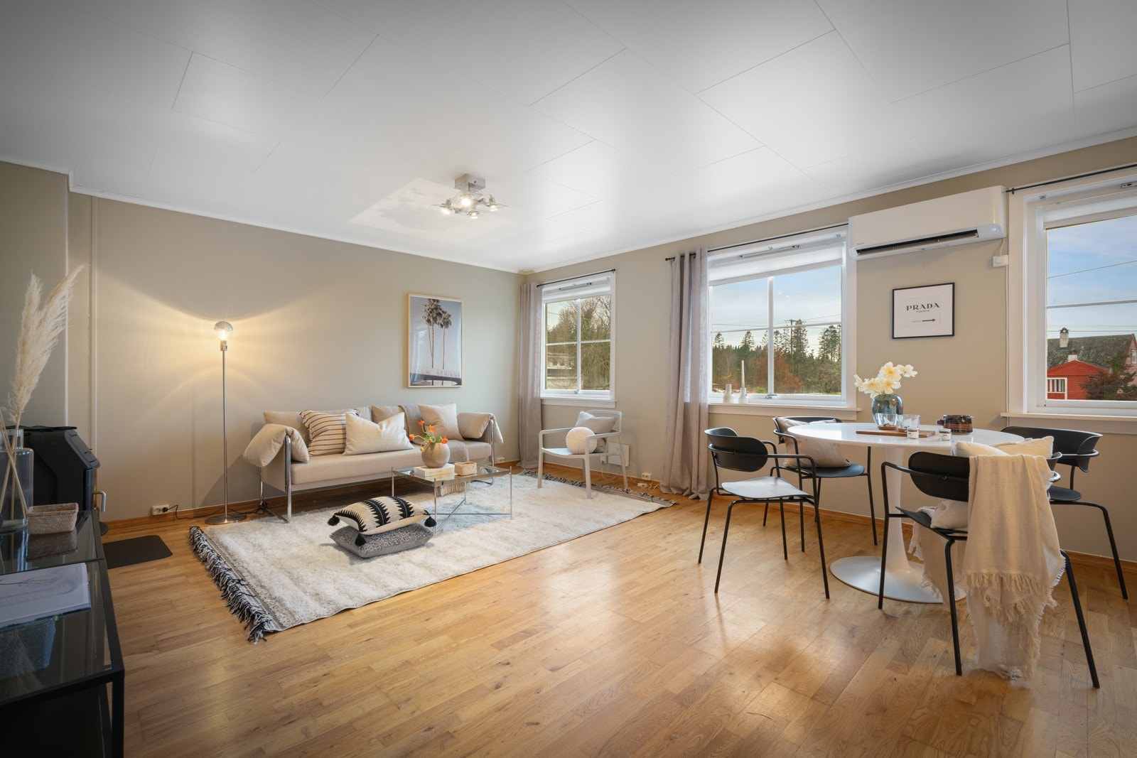 Romslig stue med varmepumpe luft/ luft Galleribilde