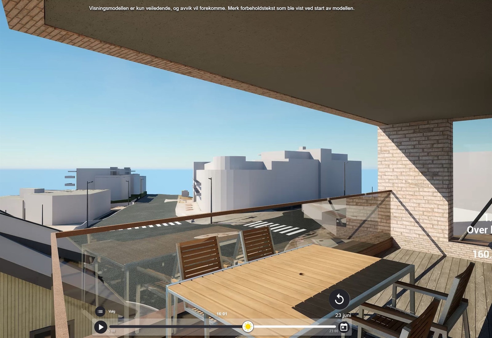 Illustrasjon | Leiligheten får en vestvendt og solrik balkong på ca. 15 m². Avvik kan forekomme. Galleribilde