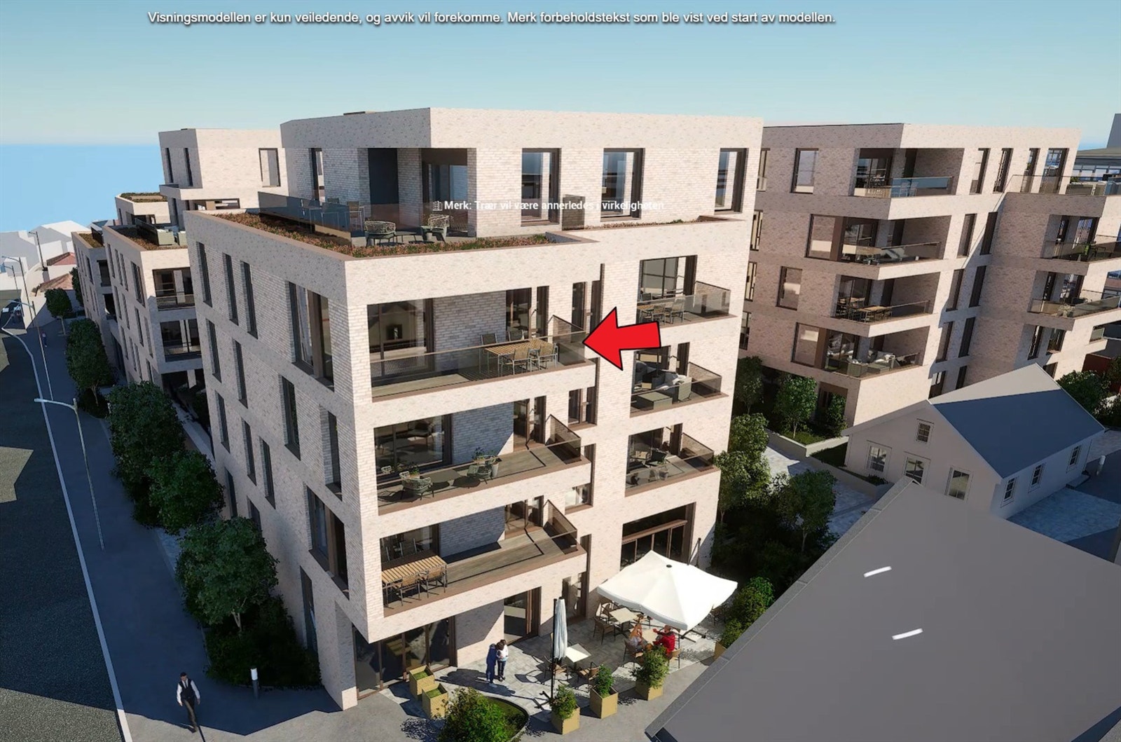 Illustrasjon | Markering av leilighetens beliggenhet. Avvik kan forekomme. Galleribilde