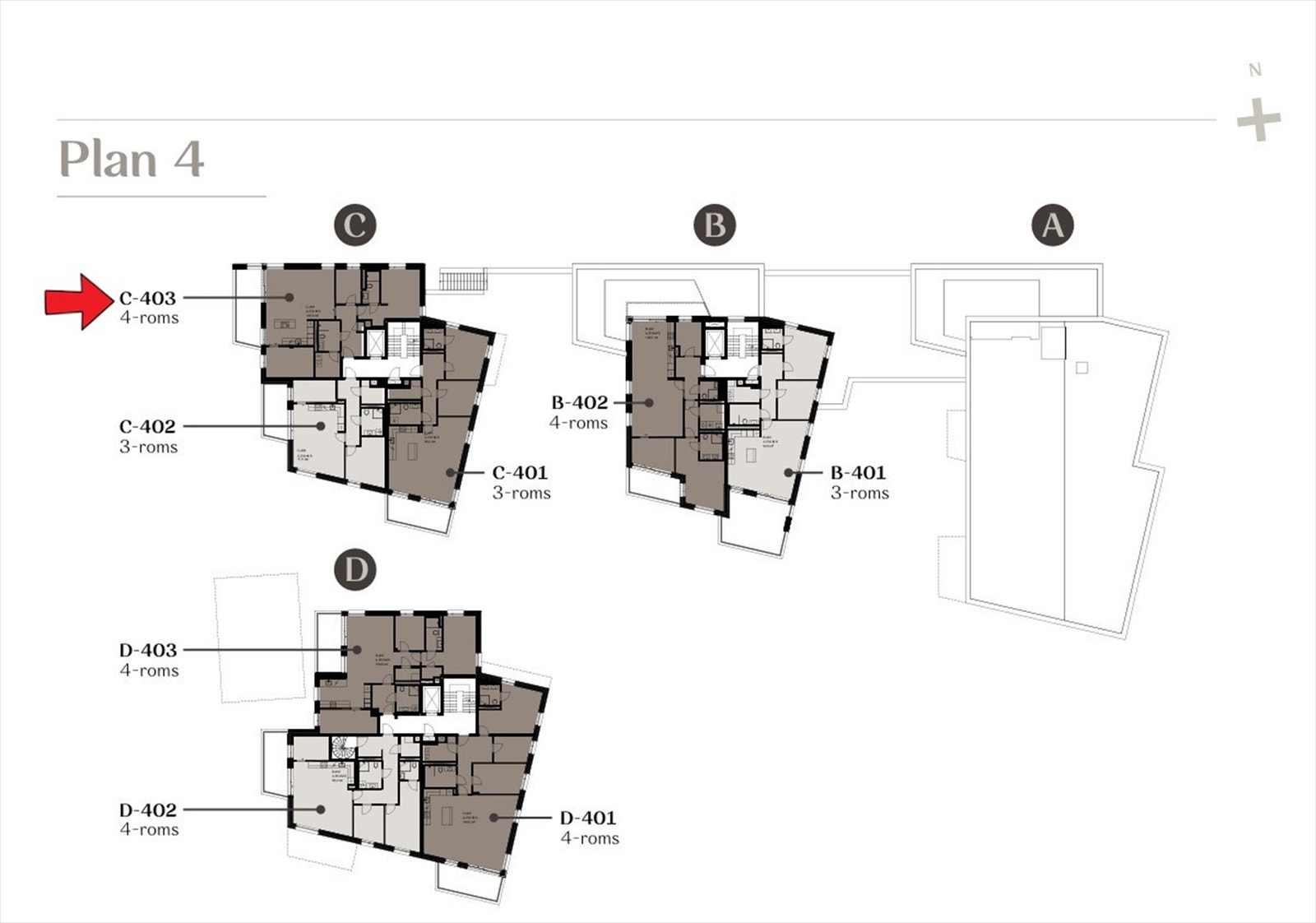 Etasjeplan med markering av leilighetens beliggenhet. Avvik kan forekomme. Galleribilde