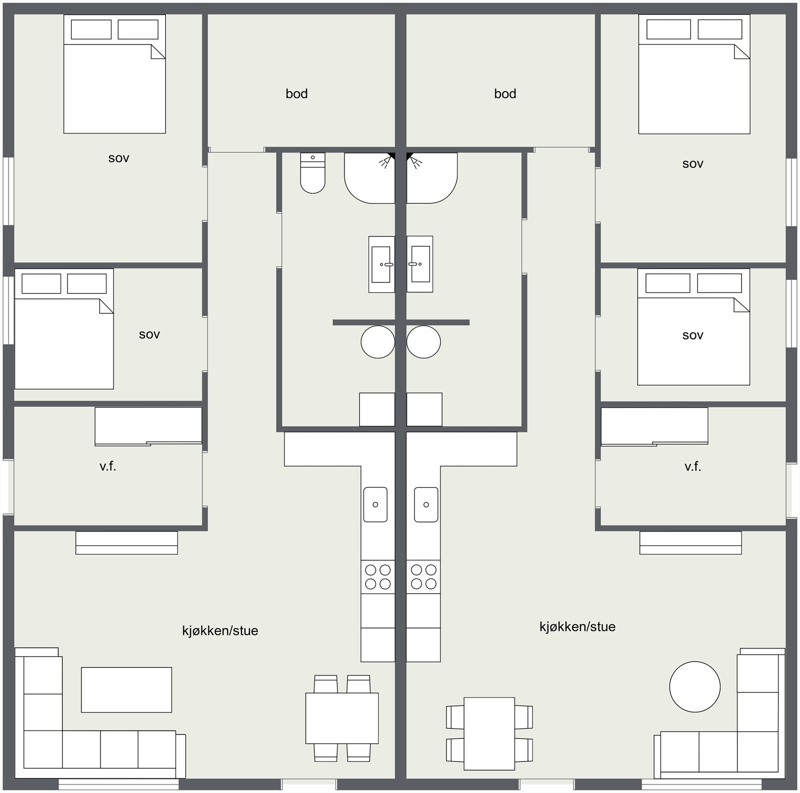 Plantegning begge leiligheter. Galleribilde