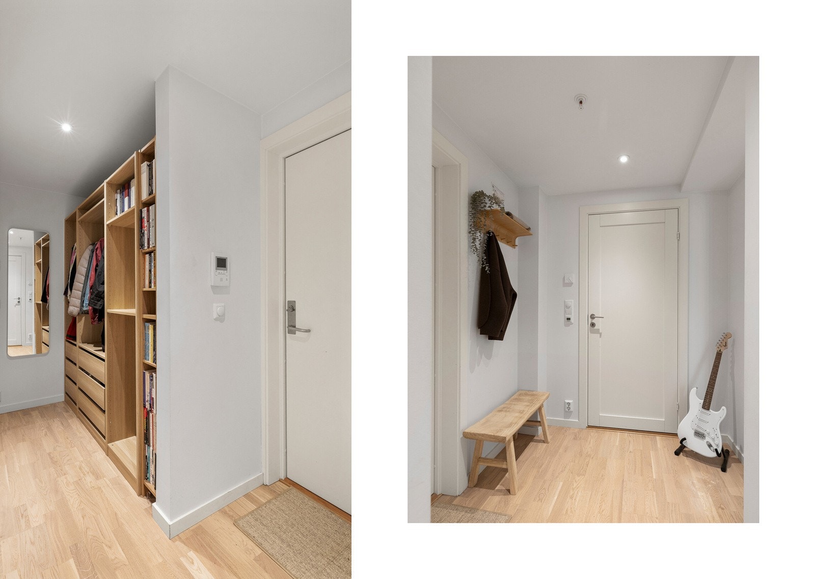 Ditt første møte med boligen er en lys og praktisk entré som gir et ryddig førsteinntrykk. Galleribilde