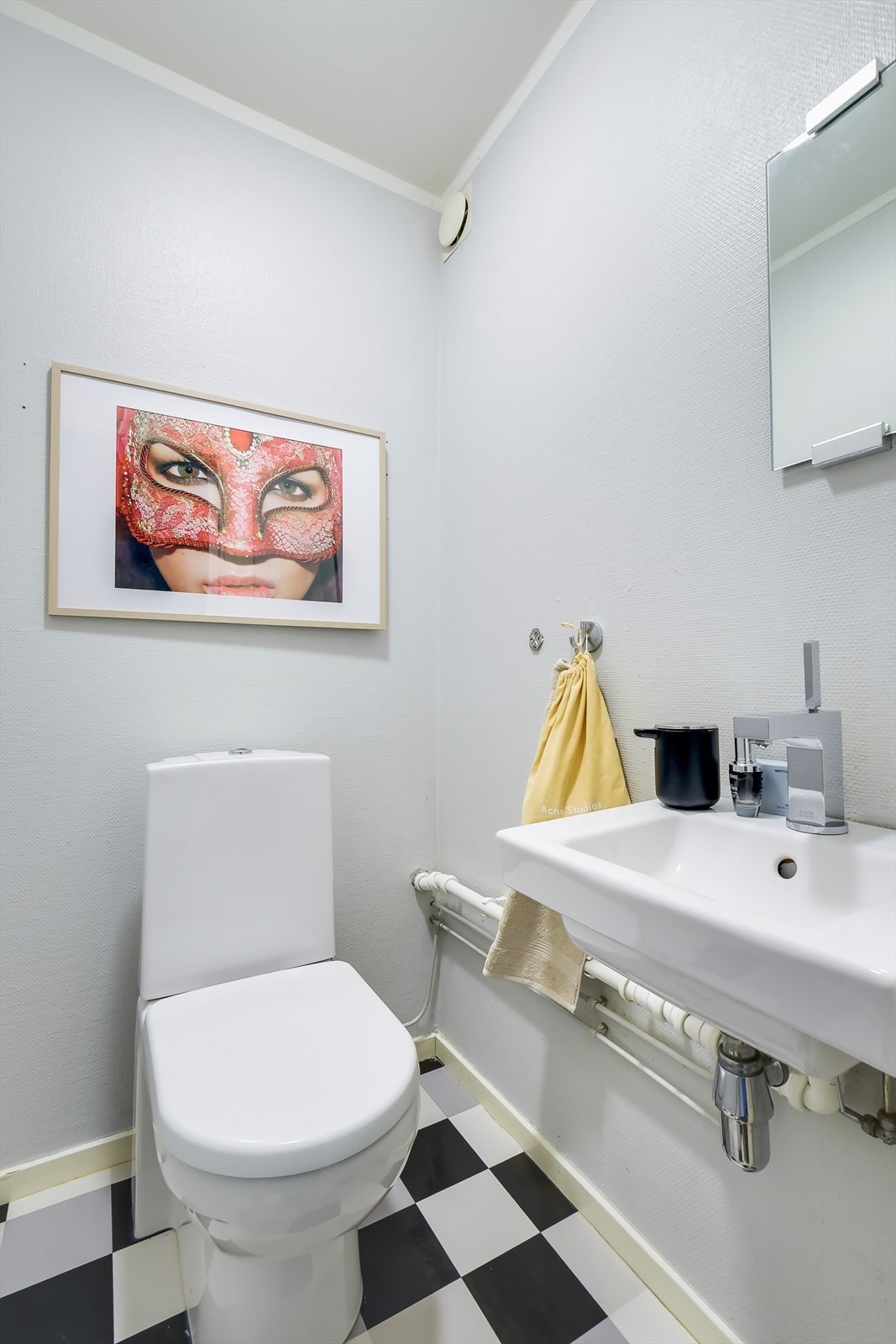 Separat toalettrom med toalett, servant og speil. Galleribilde