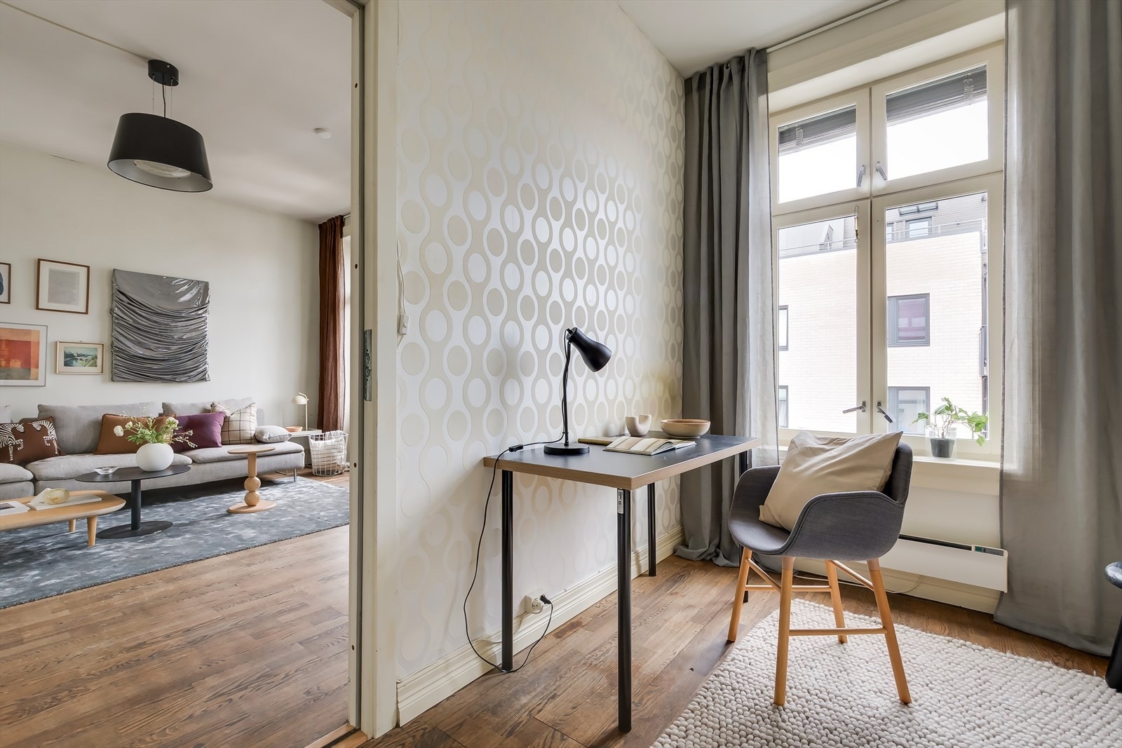 Lettvegg mot stuen som kan fjernes dersom man ønsker en større stue Galleribilde