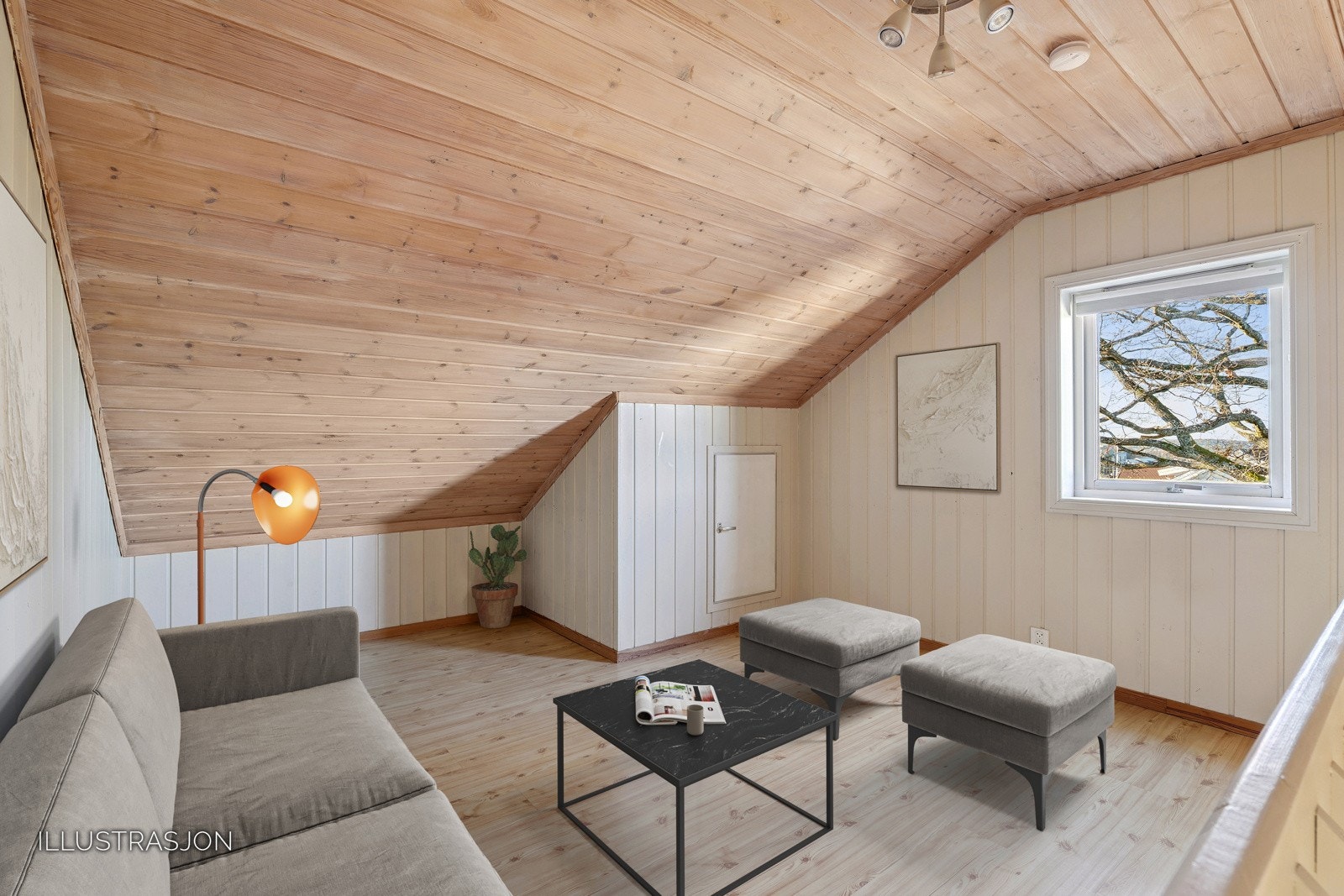 Brukes som loftstue(illustrasjon med digital møblering) Galleribilde