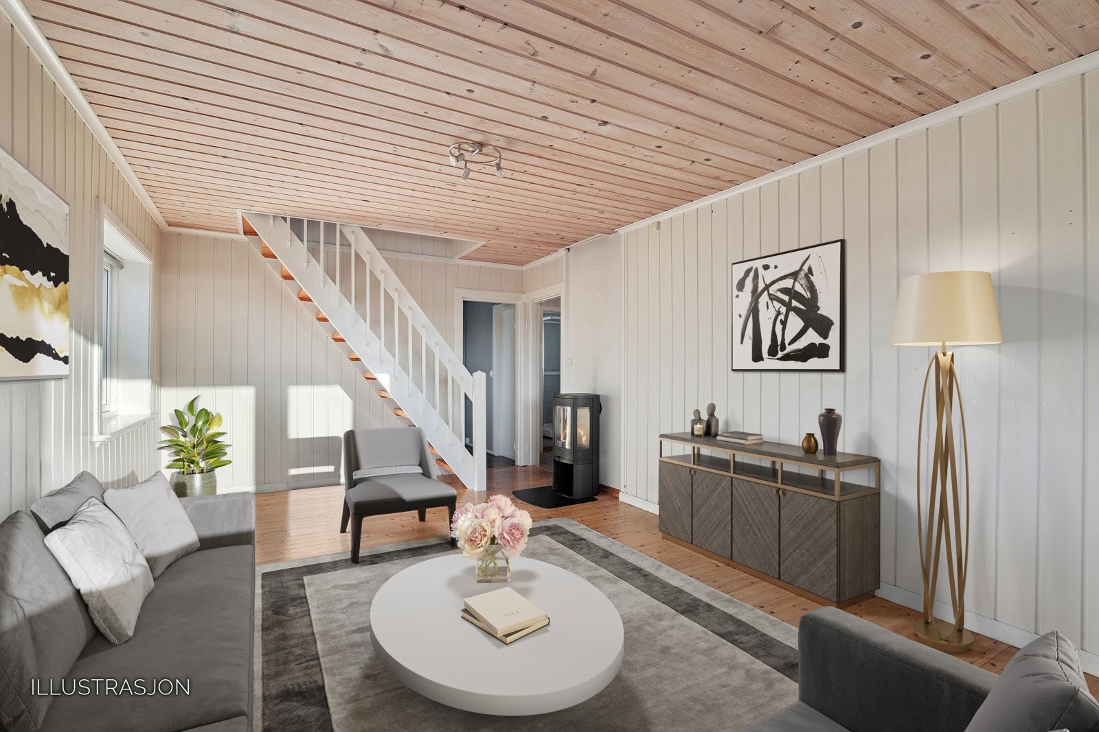 Stue(illustrasjon med digital møblering) Galleribilde