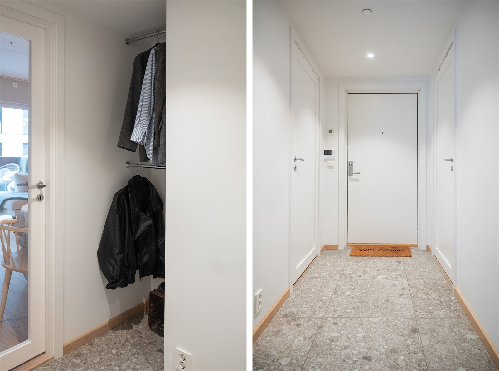 Innbydende entré med god plass til oppbevaring av sko og yttertøy, velkommen inn! Galleribilde