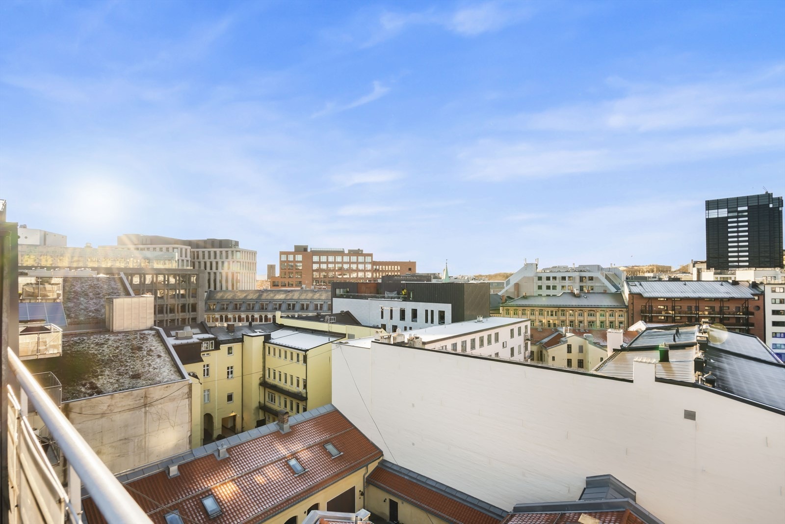 Nydelig utsikt fra felles takterrasse. Galleribilde