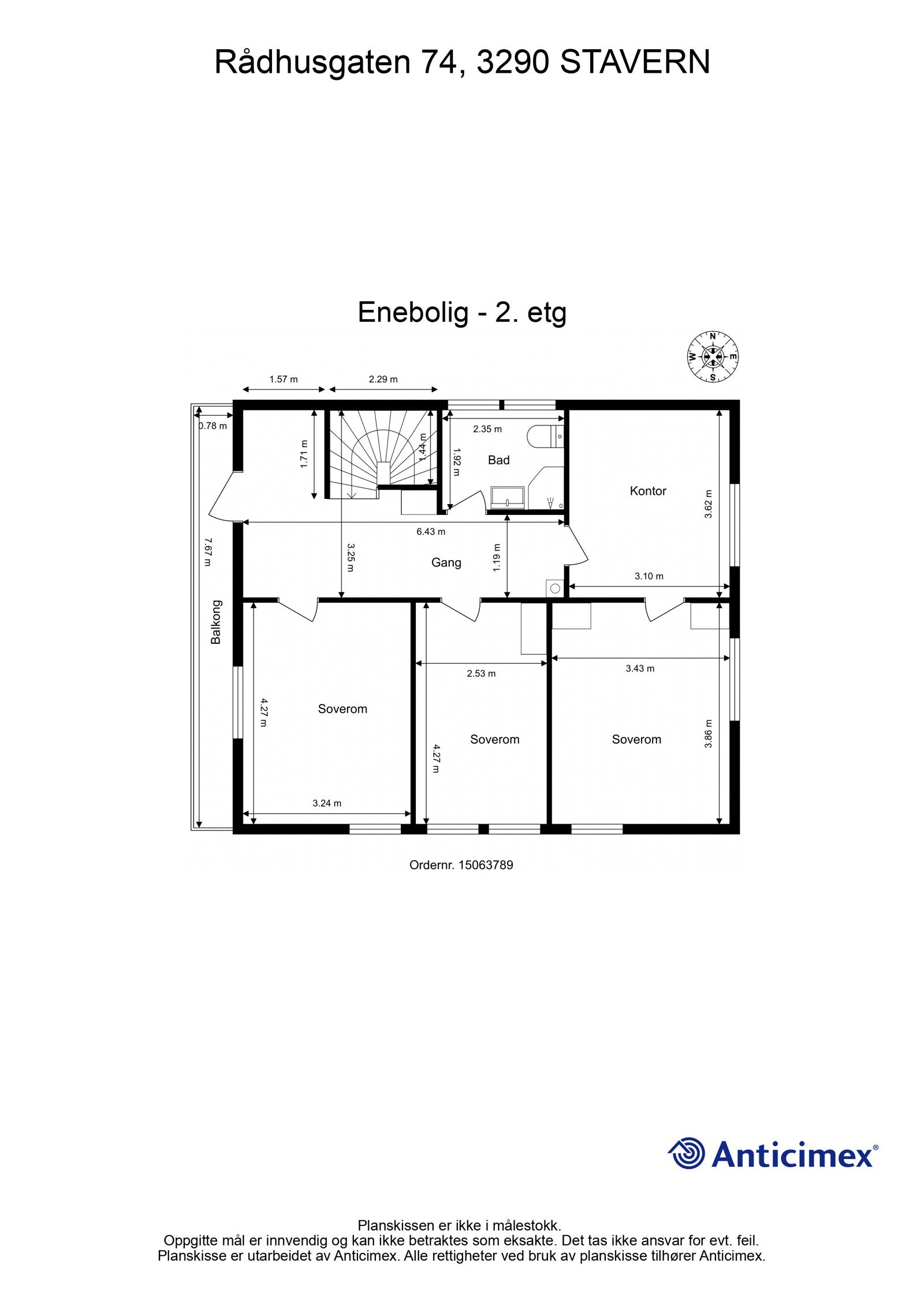 La oss ta turen opp i boligens 2. etasje. Vi starter igjen med plantegningen. Galleribilde
