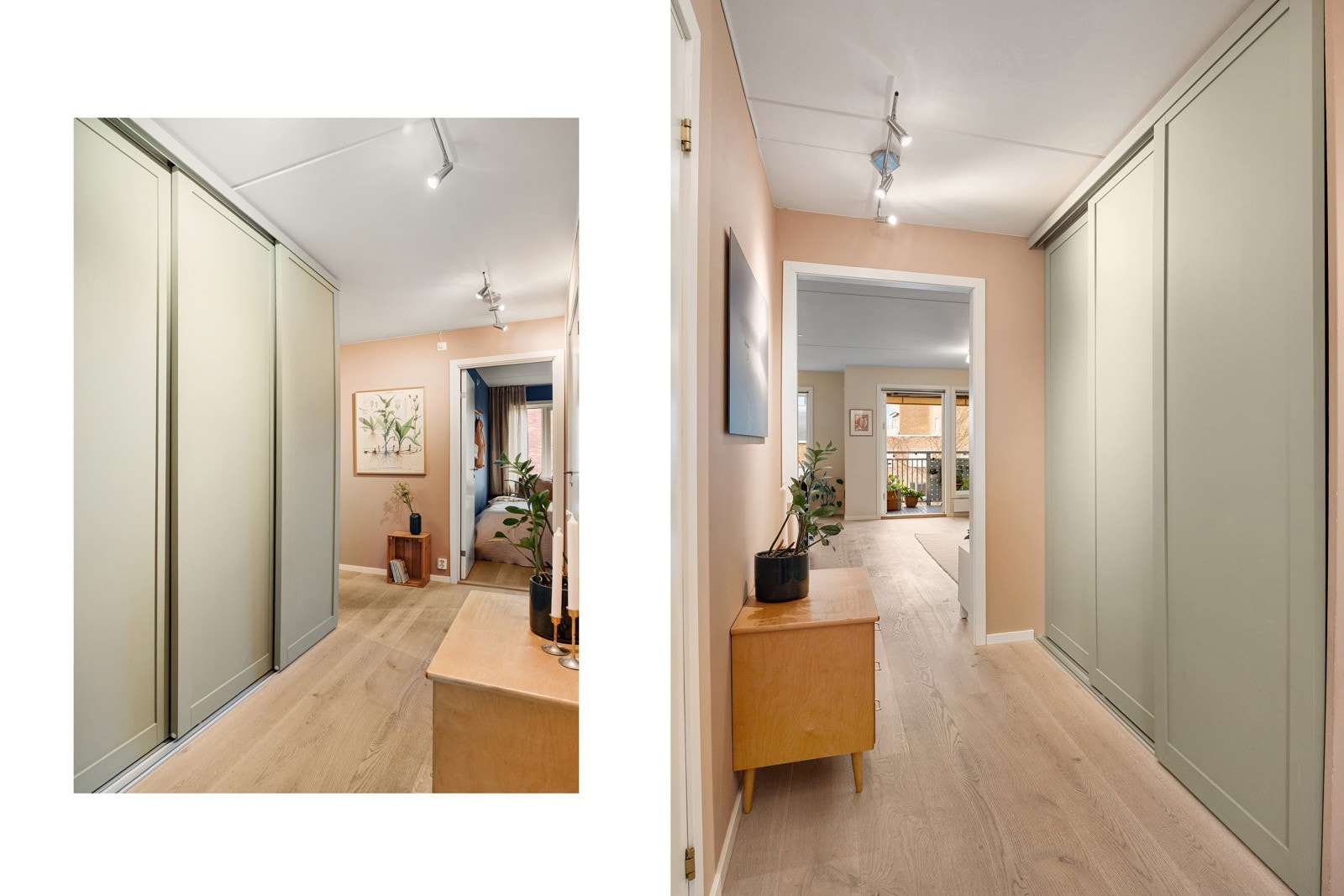 I tillegg finnes en stor skyvedørsgarderobe. Leiligheten har gjennomgående en-stavs parkett som gir et helhetlig og elegant preg Galleribilde