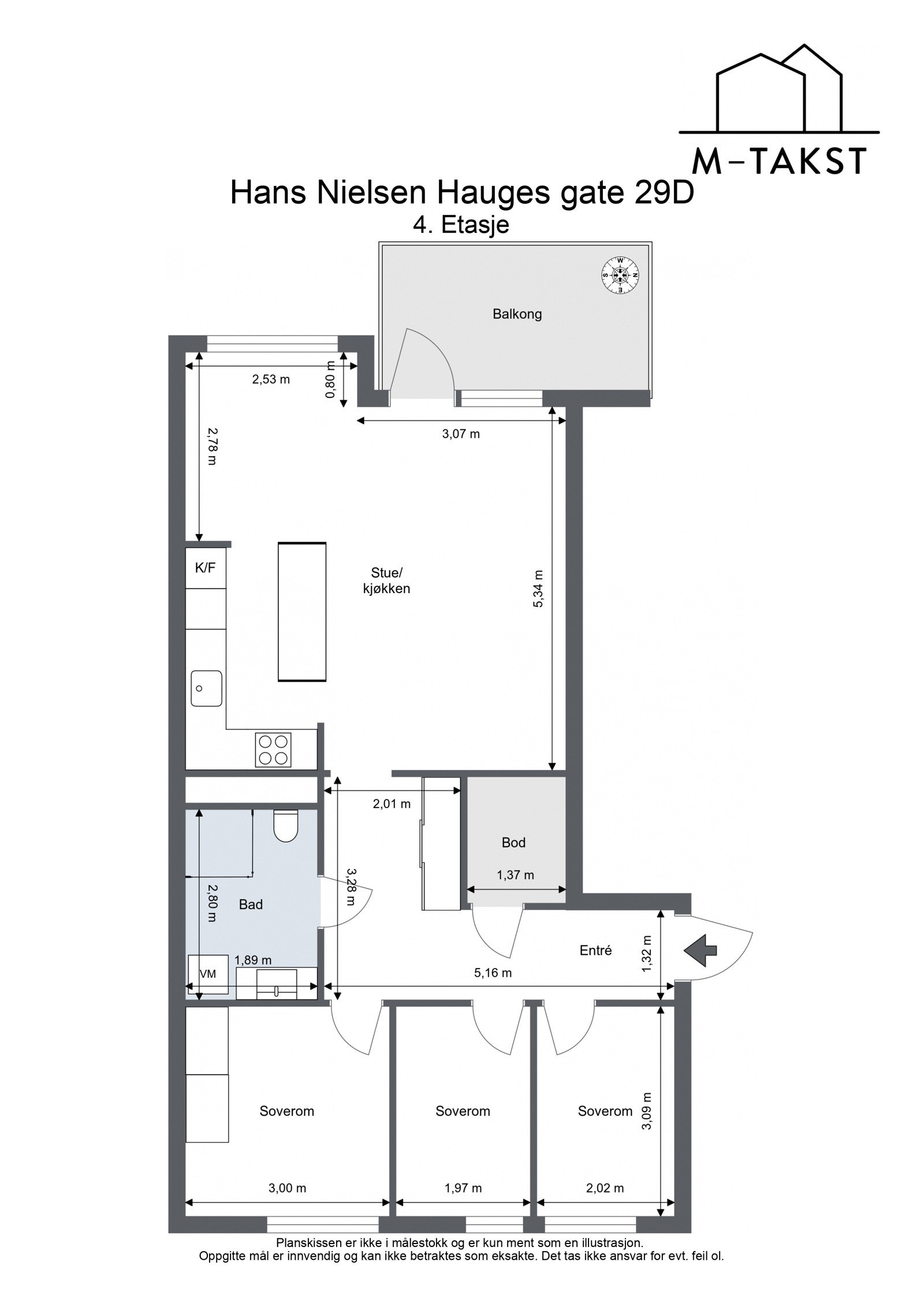 Gjennomgående og god planløsning. Hans Nielsen Hauges gate 29D - 4. Etasje Galleribilde