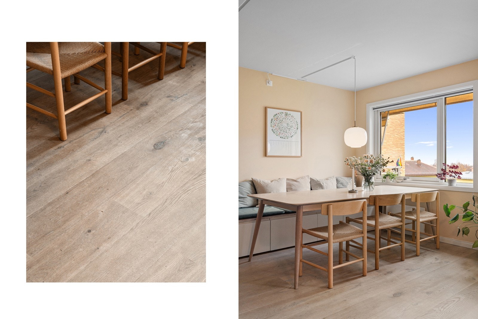 Lun og lys spisekrok med utsikt mot Skaugumåsen Galleribilde