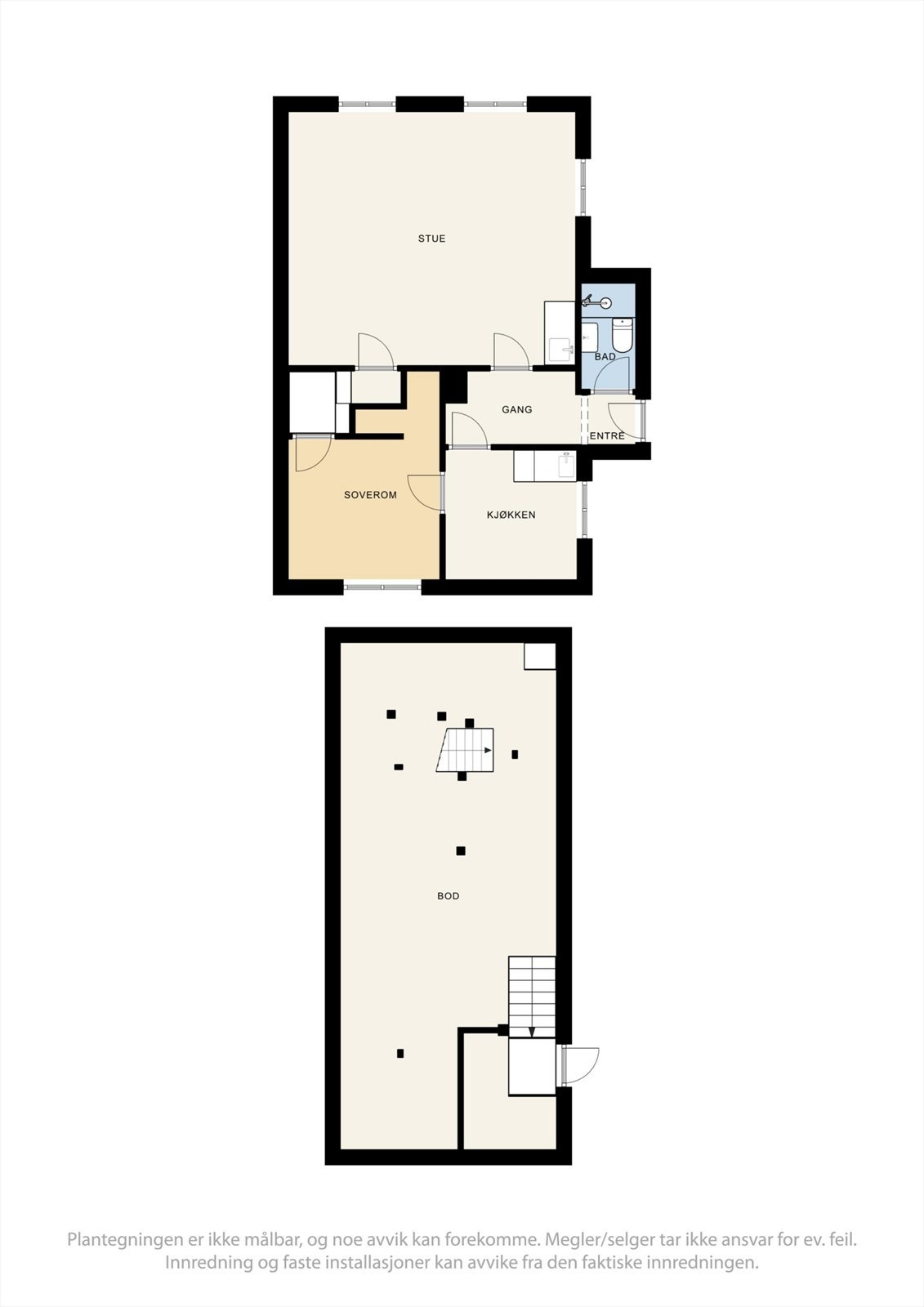 Plantegning bolig og uthus. Galleribilde