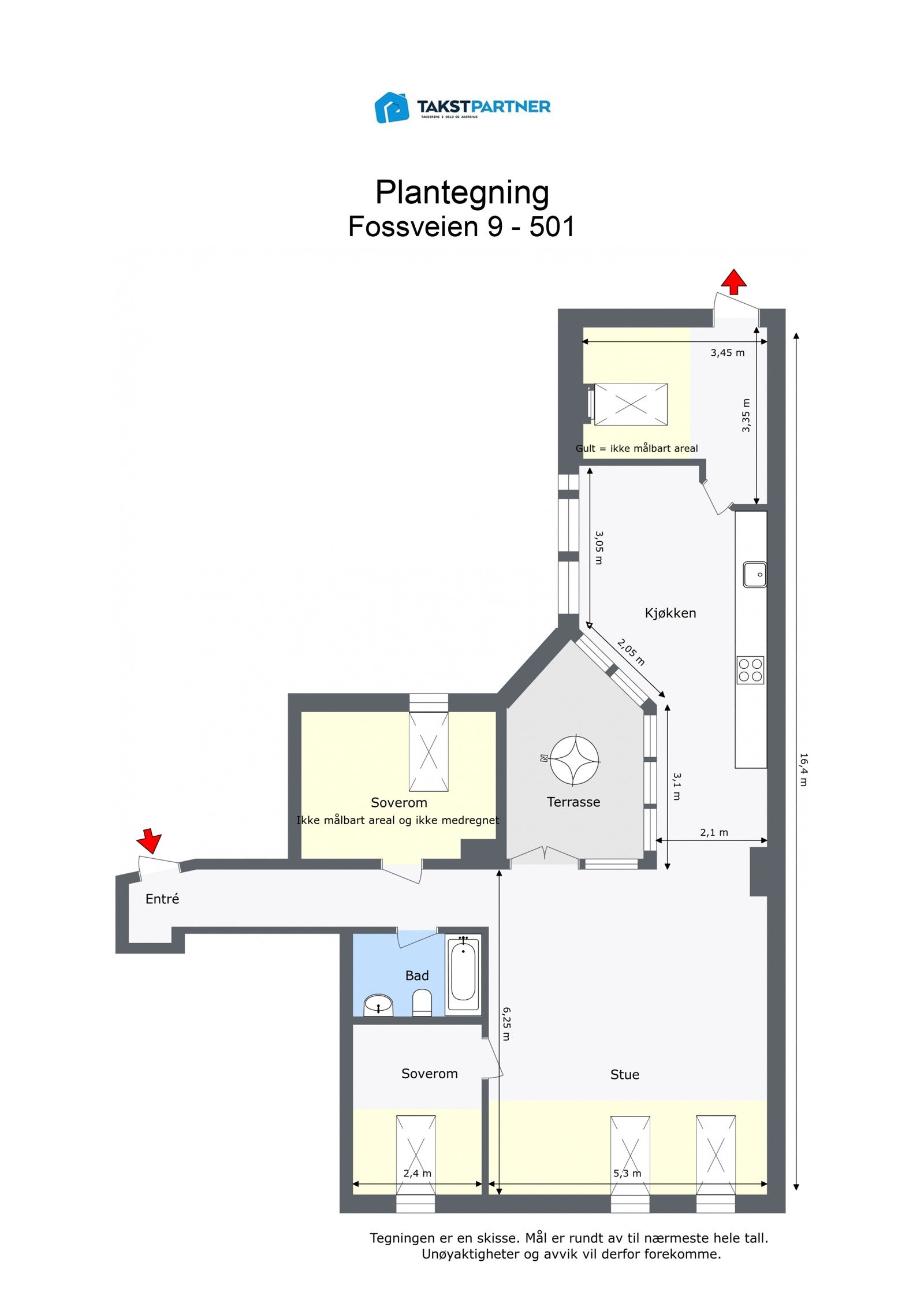 Plantegning 5. etasje med heis. Galleribilde
