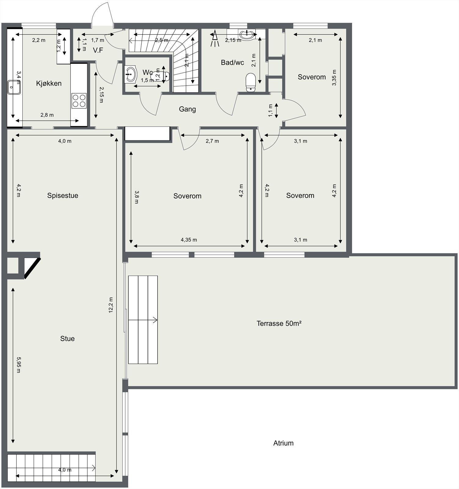 Plantegning 1. etasje Galleribilde