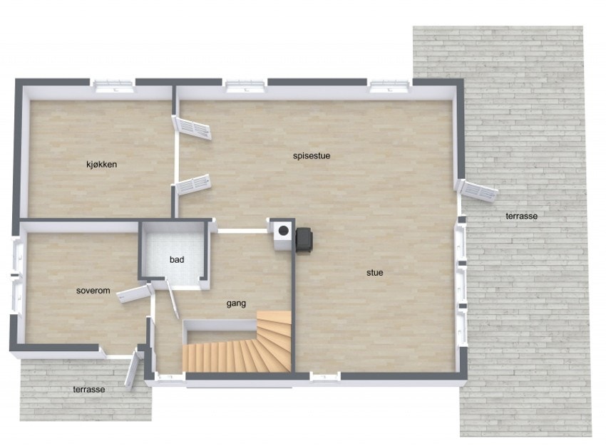 Plantegning 1. etasje Galleribilde