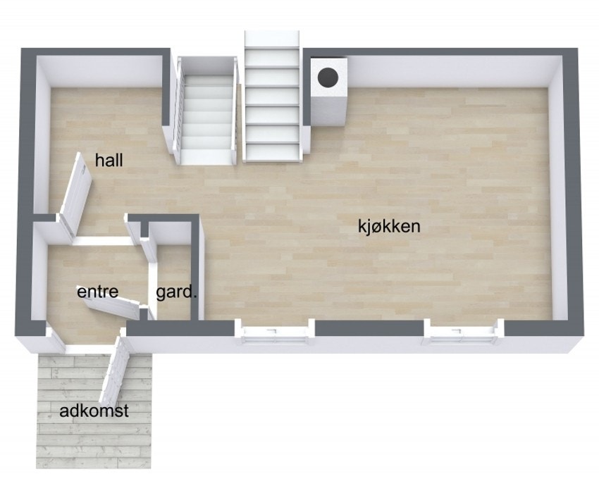 Plan 2 - inngang - entrè og kjøkken Galleribilde
