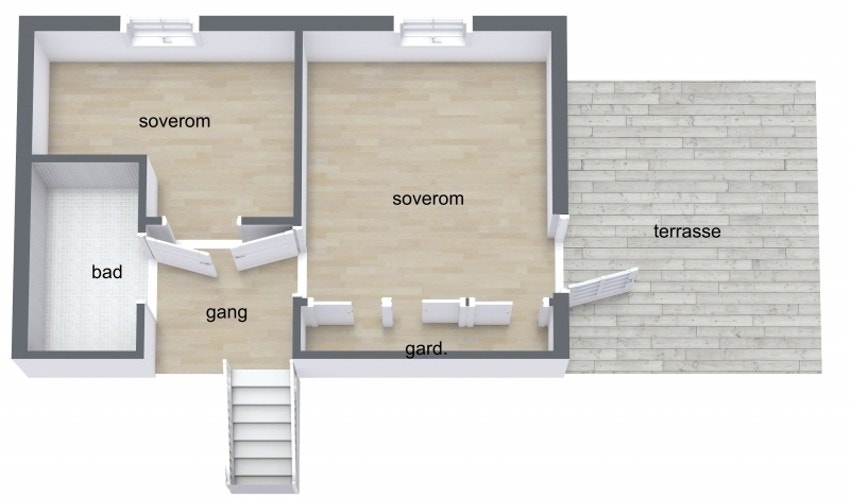 Plan 3 med 2 soveom og bad/wc Galleribilde
