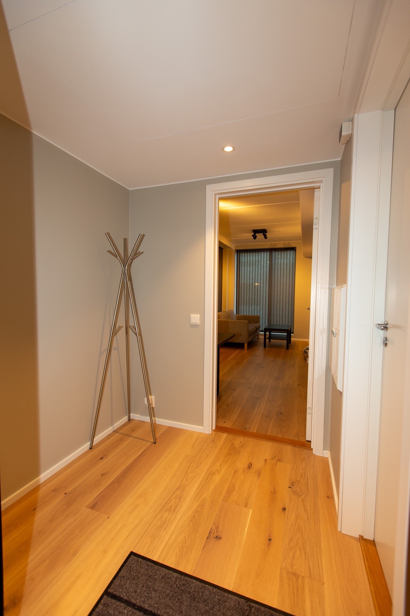 Romslig gang, som gir mulighet for å henge av seg klær og sette fra seg sko Galleribilde