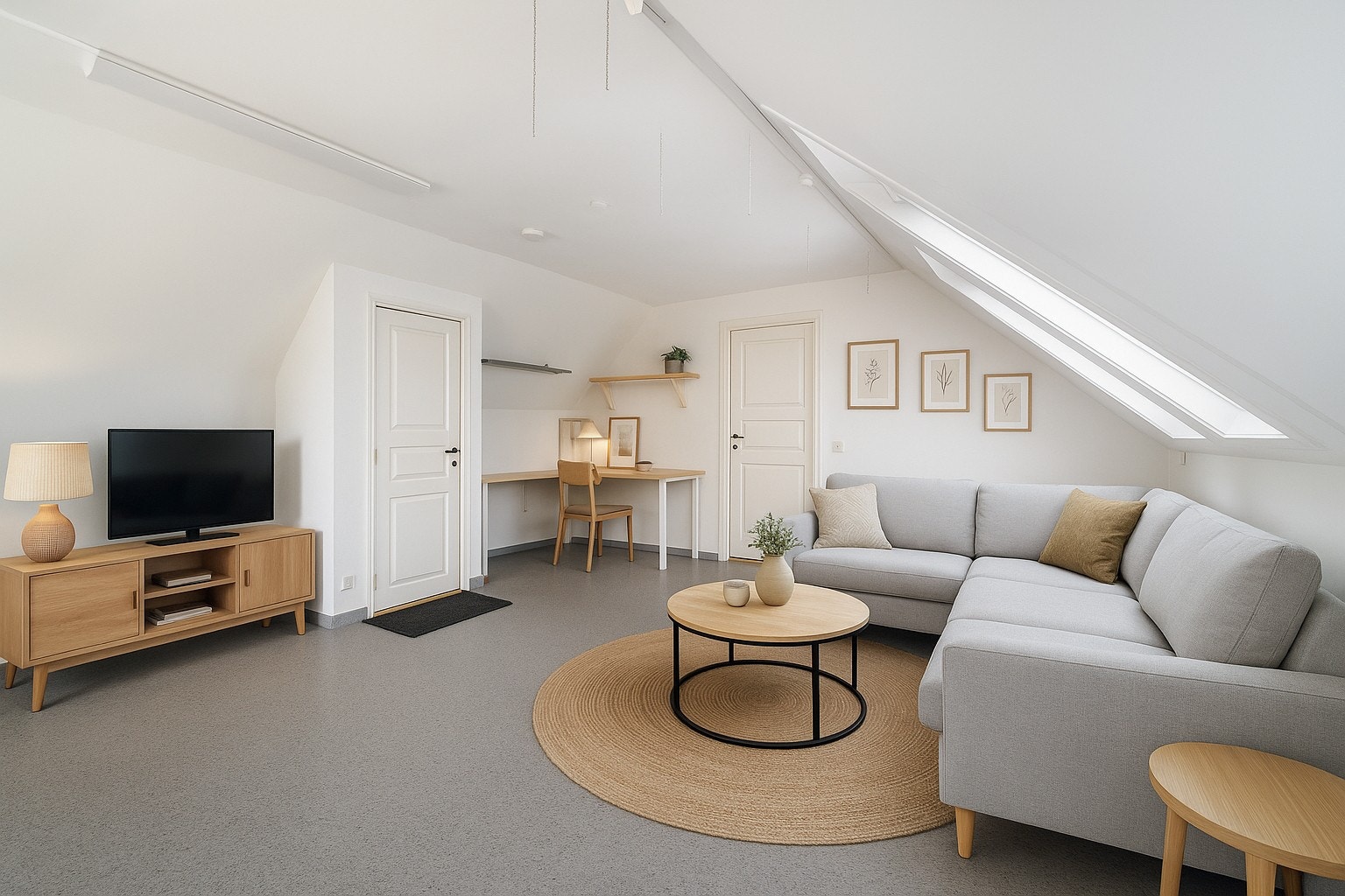 Digitalt møblert rom over garasjen Galleribilde