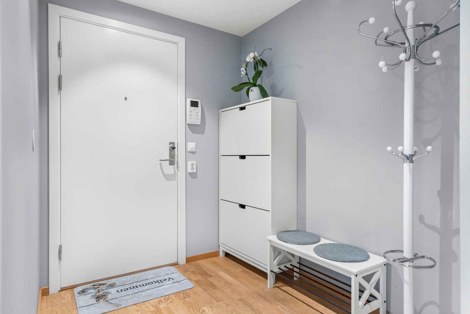 Velkommen inn - pen entré med god plass til oppbevaring. Galleribilde