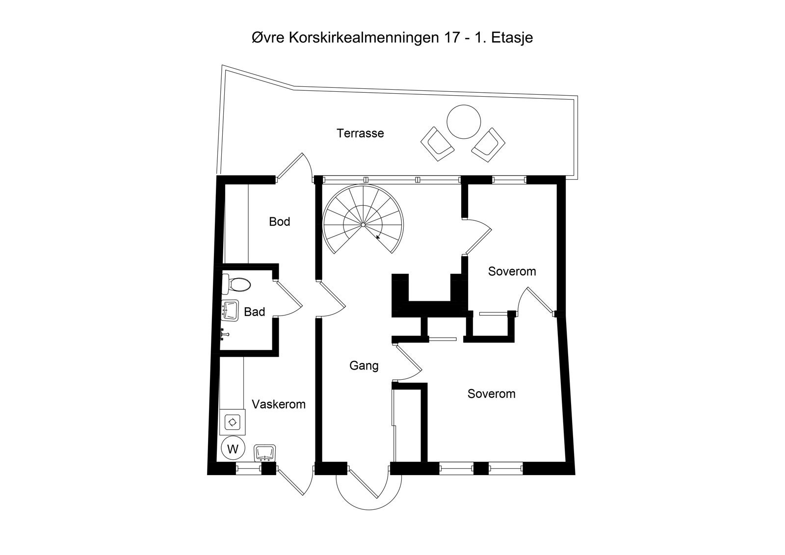 Plantegning første plan. Bildene som følger er fra dette planet Galleribilde