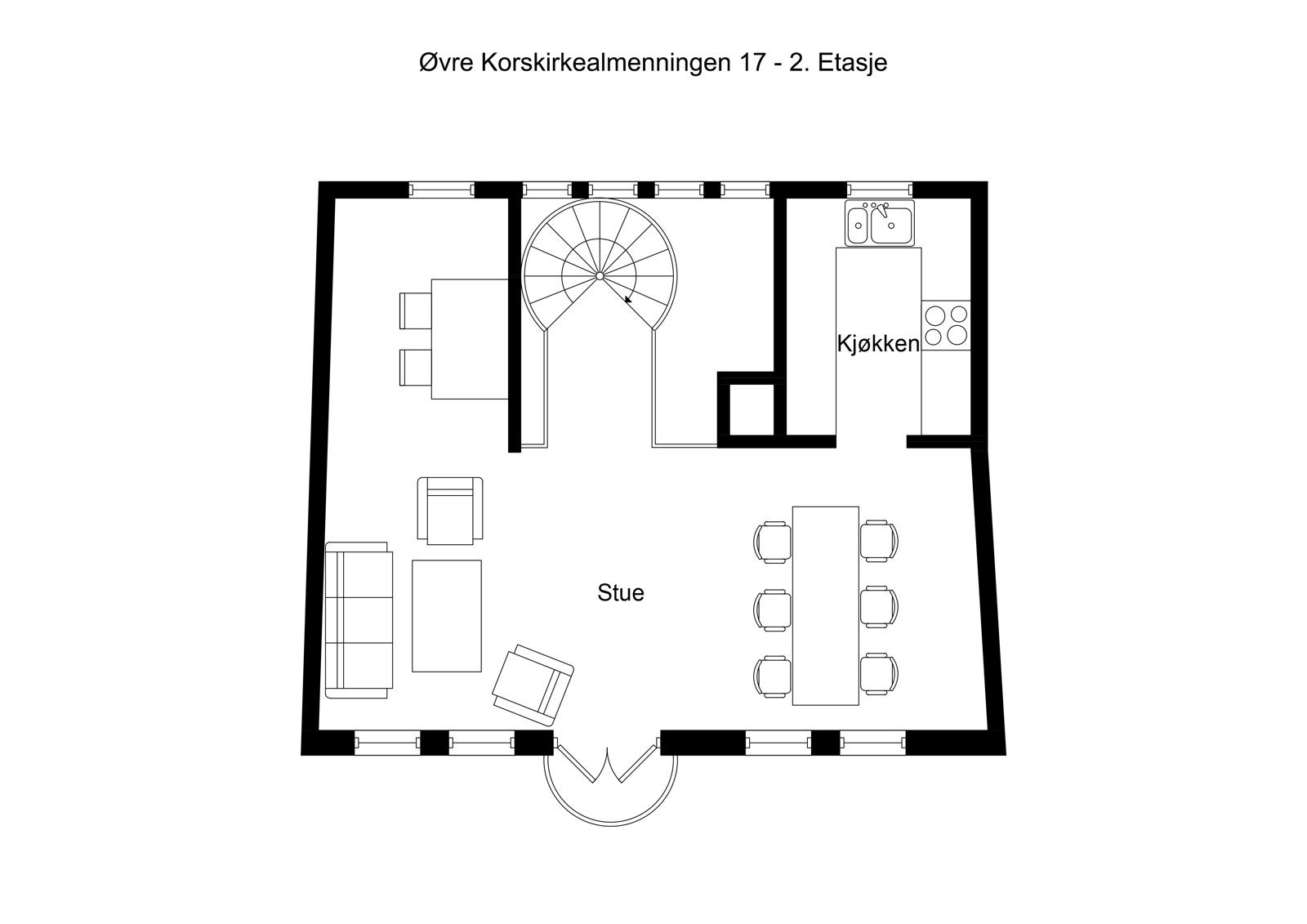 Plantegning andre plan. Bildene som følger er fra dette planet Galleribilde