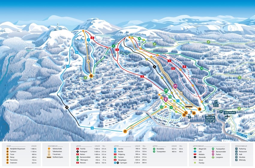 Oversiktskart over løypenettet i Nesfjellet Alpin! Galleribilde