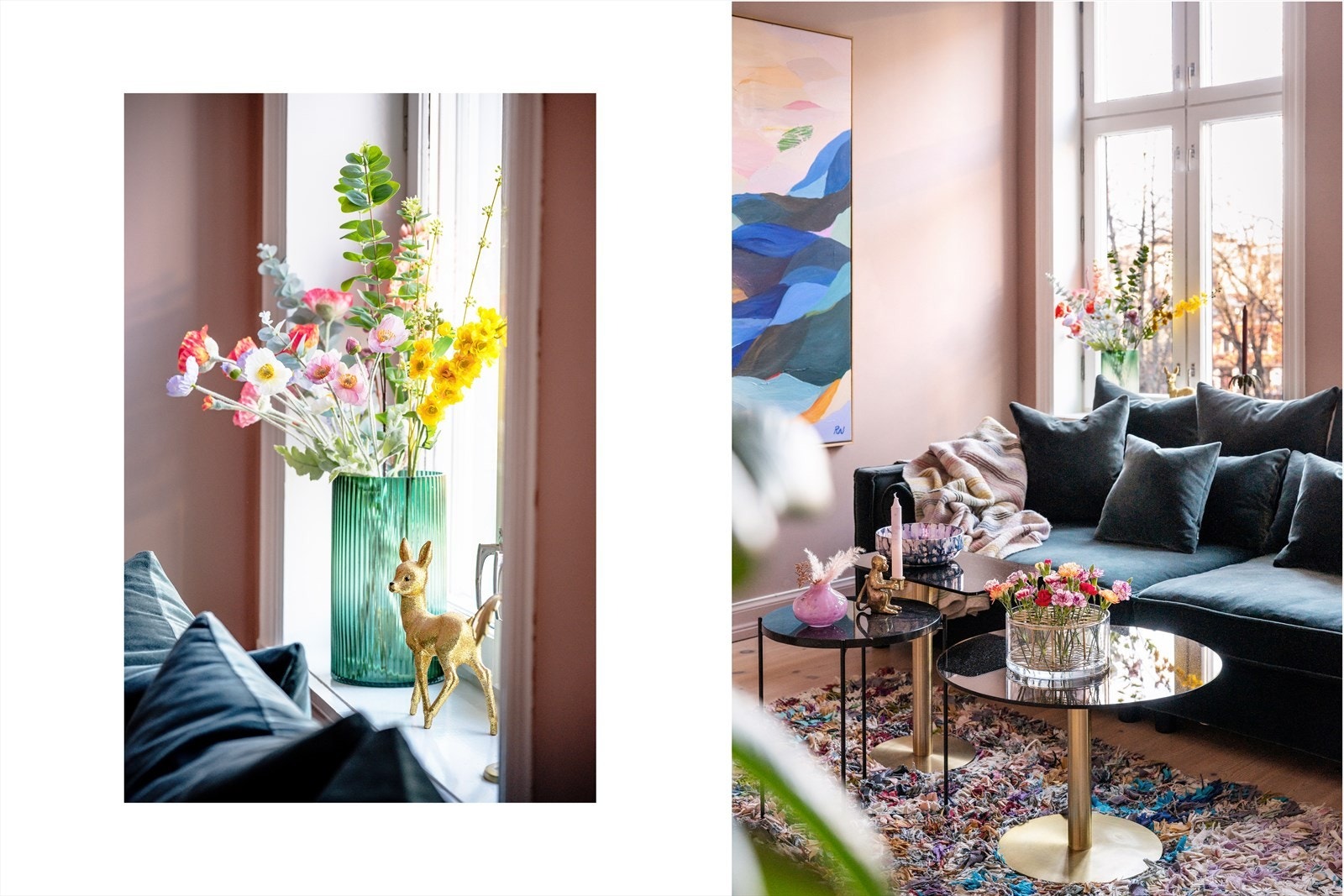 Her nytes utsikten mot Schaus plass, omgitt av frodige trær som skaper en grønn og idyllisk ramme på sommerstid Galleribilde