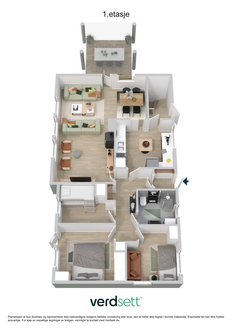 3D plantegning av hovedetasjen. Galleribilde