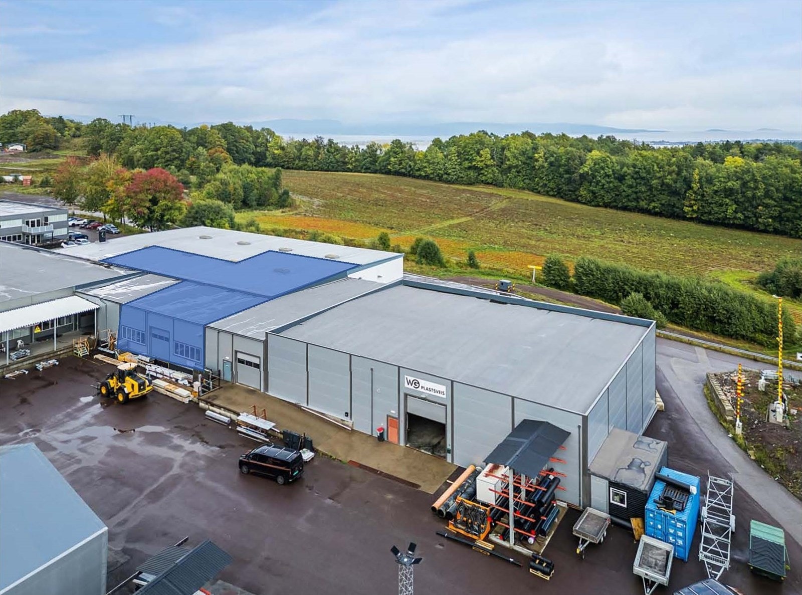 Fasade med ledig areal markert Galleribilde