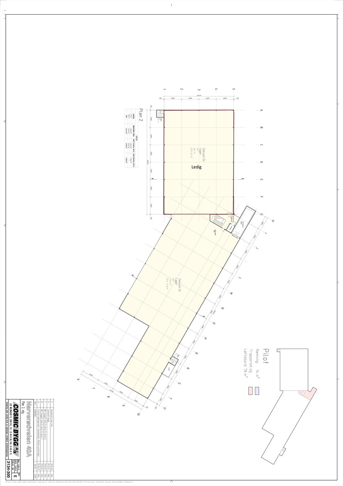 Tegning - ledig areal markert Galleribilde