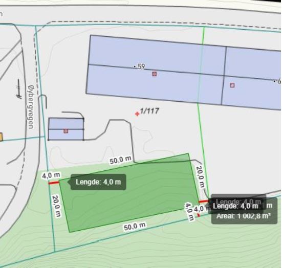 Eldre bygg markert i blått Galleribilde