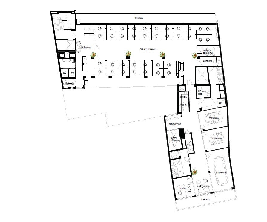 Utkast skisse - plan 6 (687 kvm BTA). Galleribilde