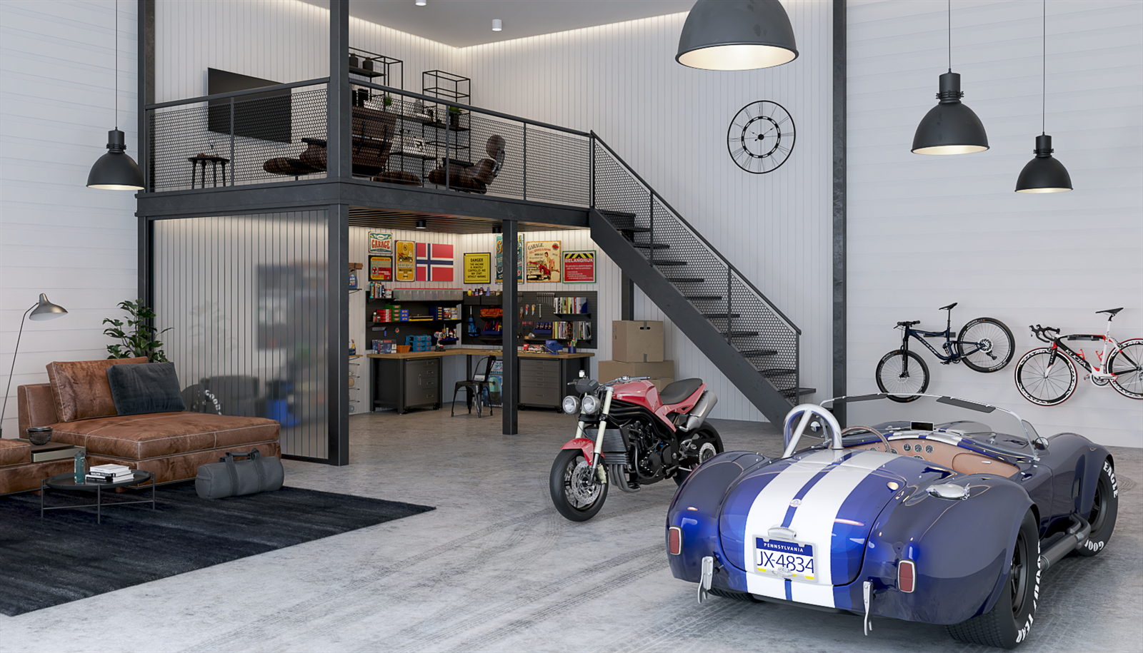 Illustrasjon løsning med mesanin Galleribilde