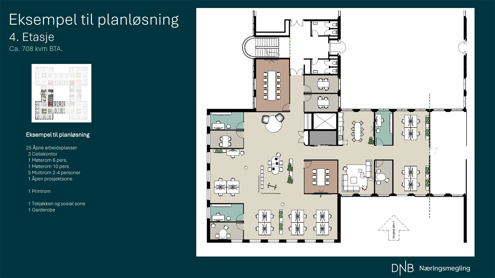 Eksempel til planløsning 4. Etasje. Ca. 708 kvm BTA. Galleribilde