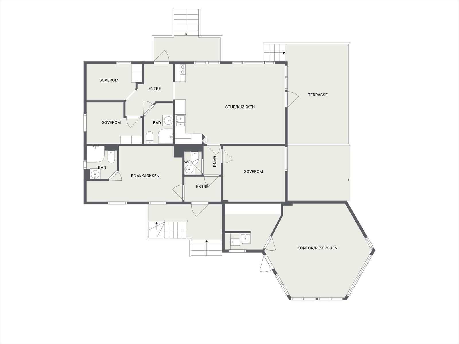 Plantegning 1. etasje Galleribilde