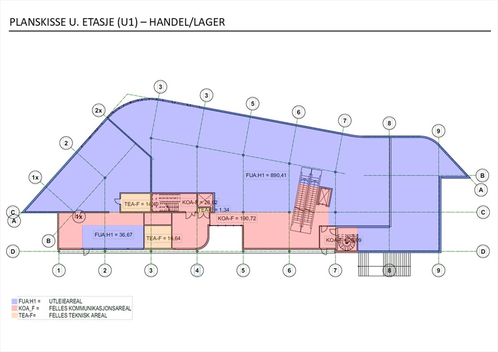 Planskisse U1 - handel/lager Galleribilde