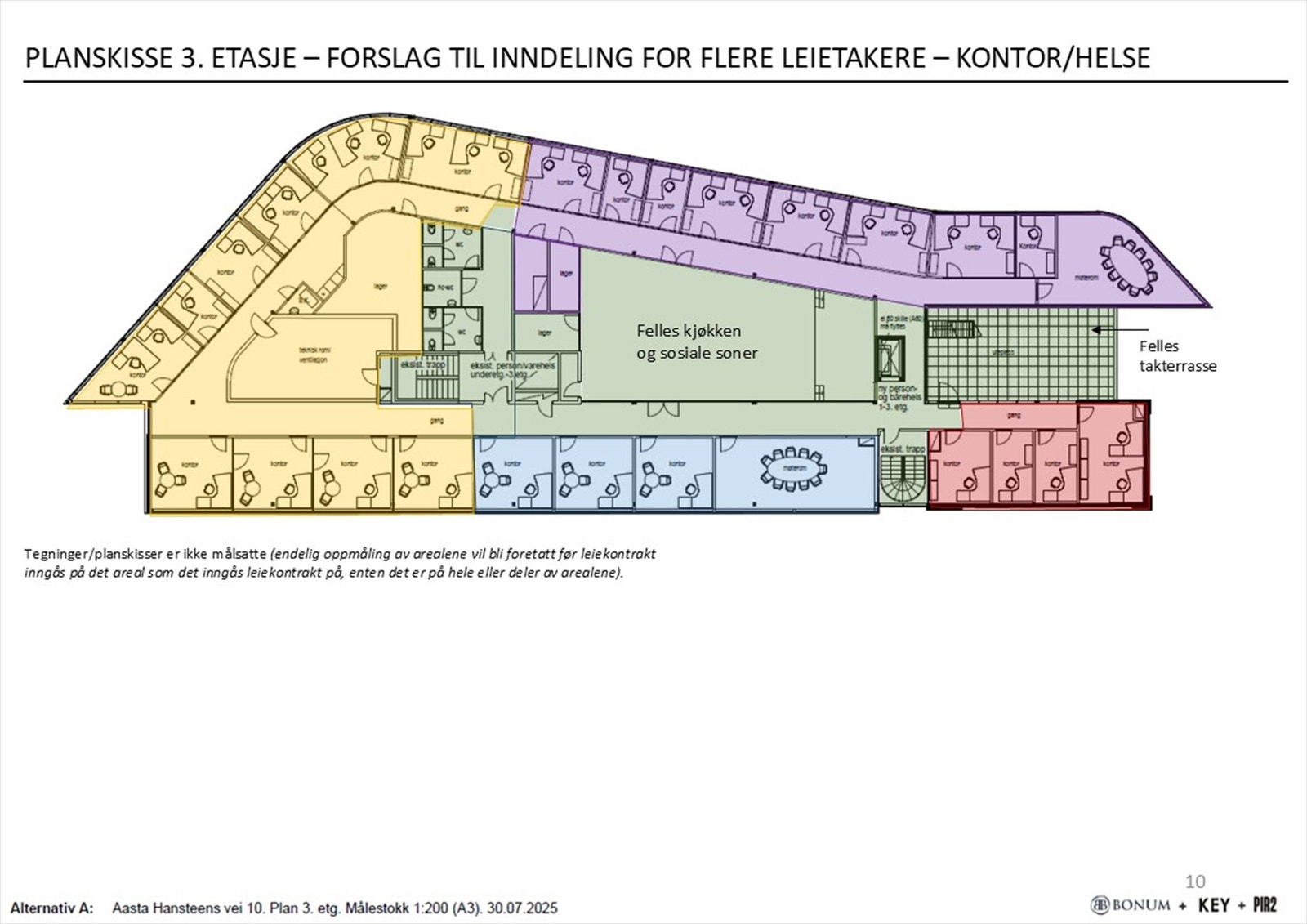 Planskisse 3. etasje - Forslag til inndeling for flere leietakere Galleribilde