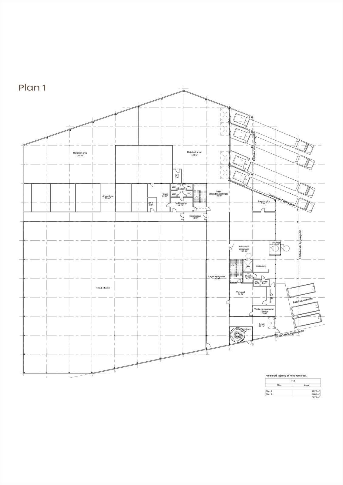 Eksempel på inndeling plan 1 Galleribilde