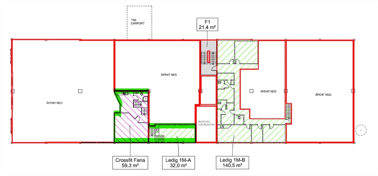 Ledig aream mesanin. Galleribilde