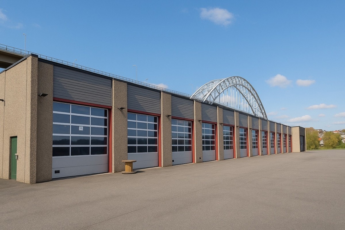 Verkstedbygg med totalt 11 kjøreporter og stort uteareal. Galleribilde