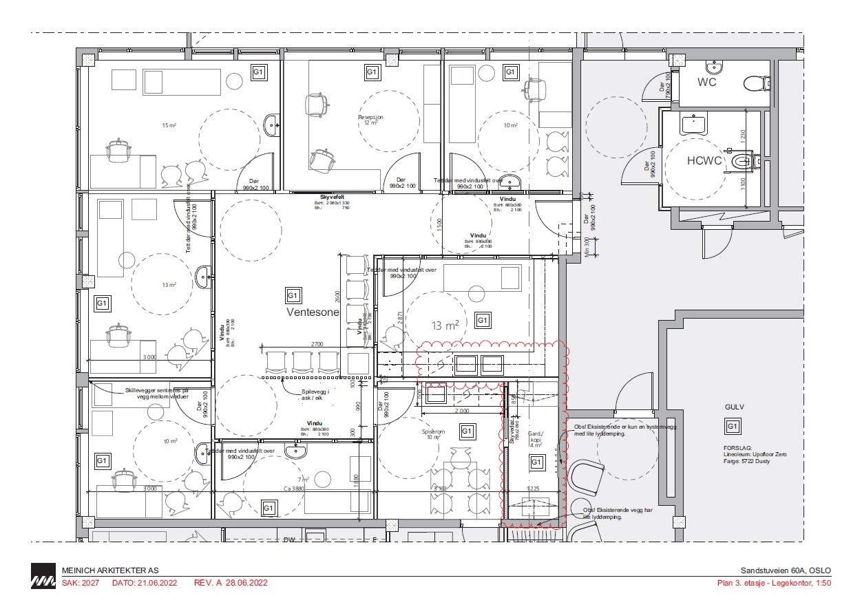 Tegning 3.etg. Galleribilde