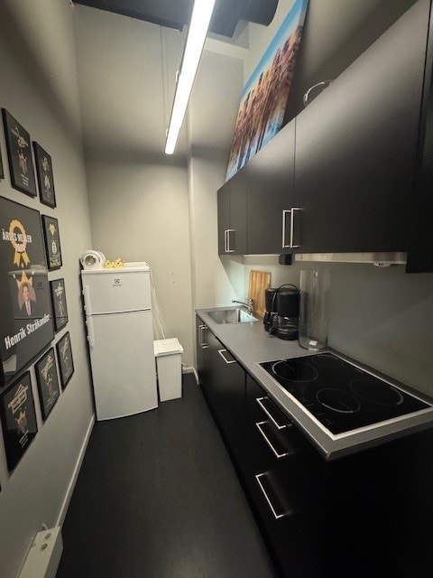 Kjøkken med kjøleskap og platetopp Galleribilde