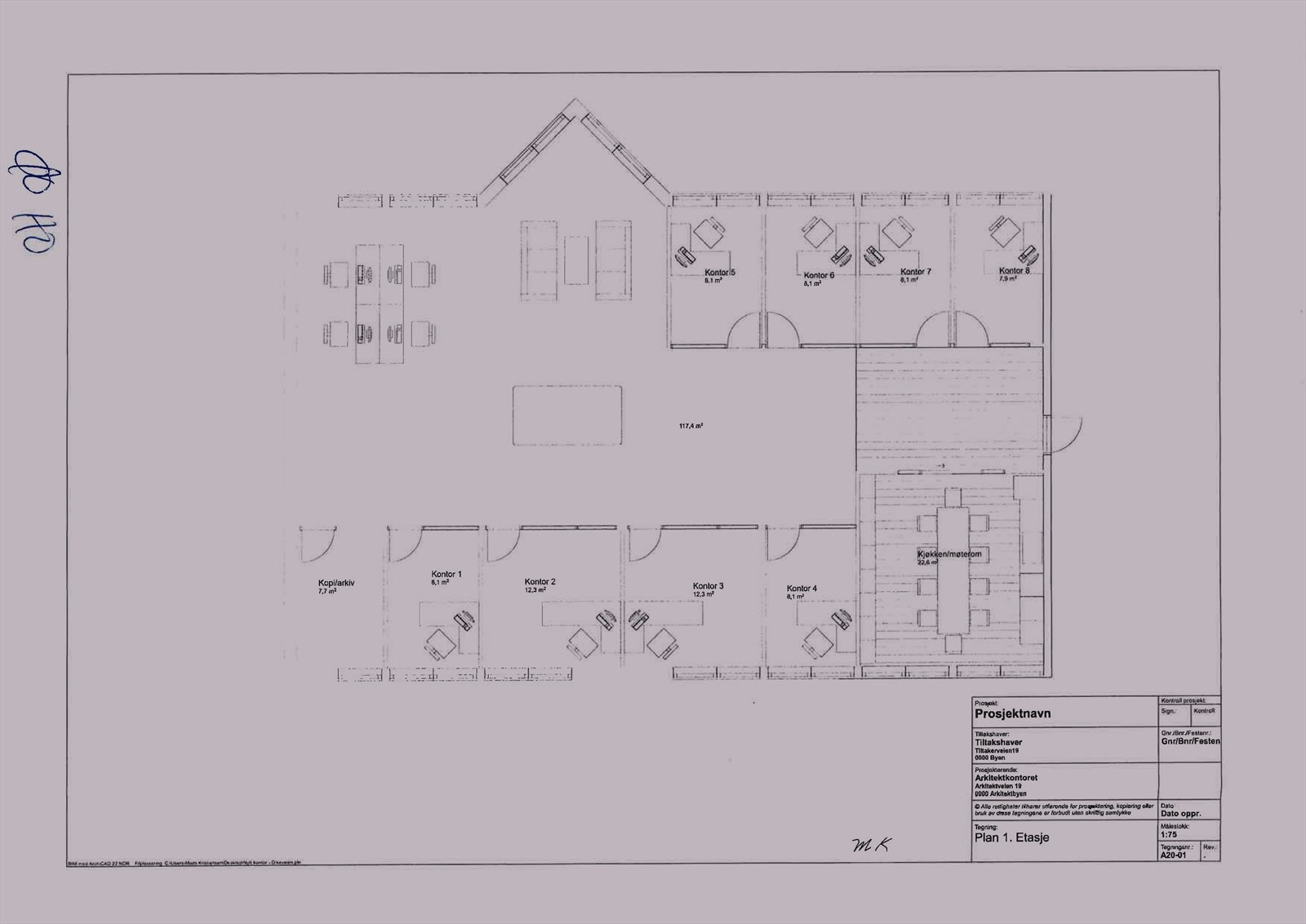Plantegning D34 2. etg. øst Galleribilde